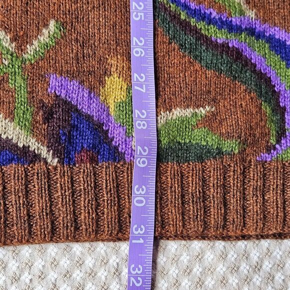 Adrienne Vittadini Rust Floral Long Sleeve Wool Blend Cozy Knit Tunic Sweater - Picture 10 of 11